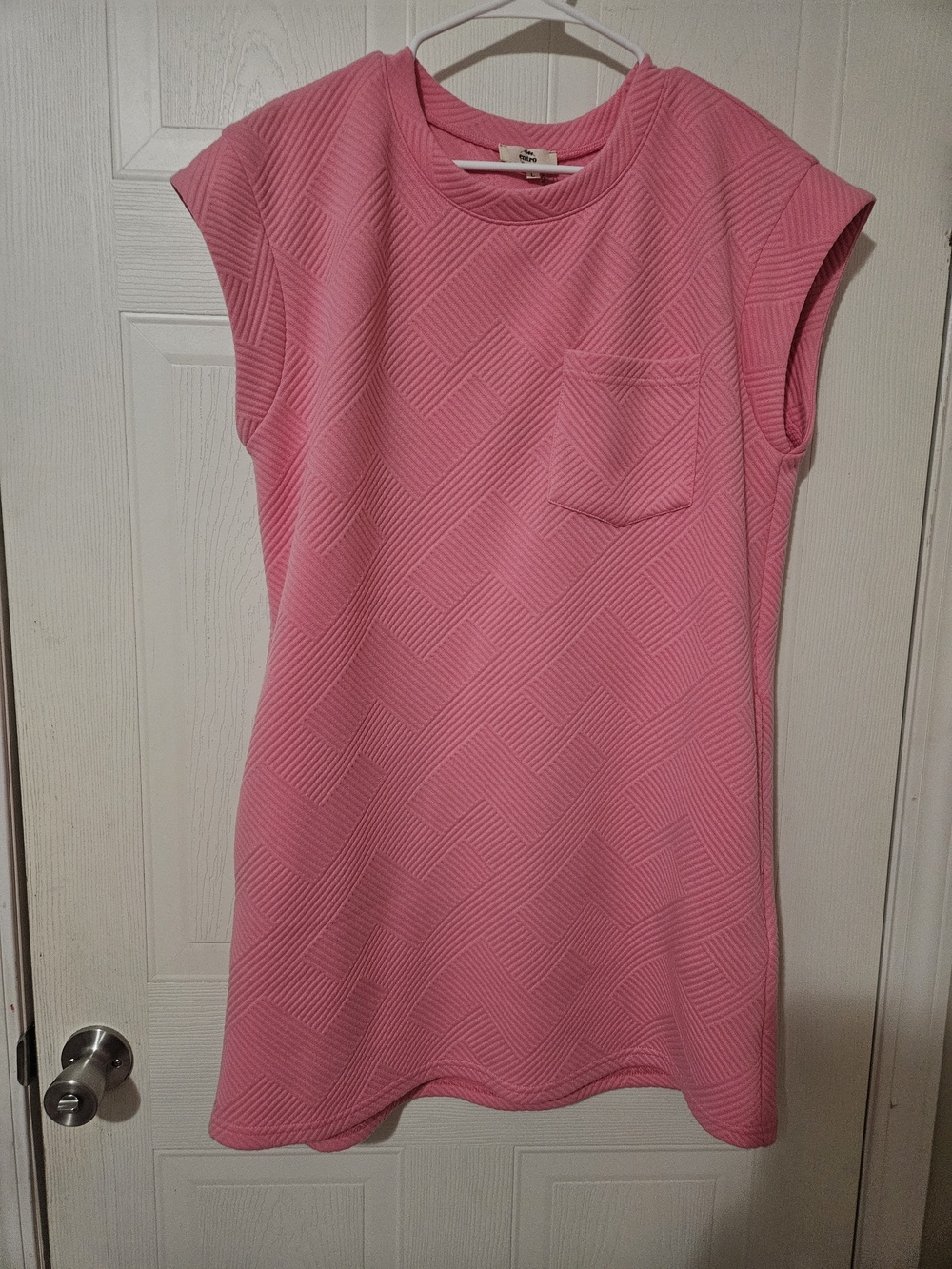 entro Pink Textured Mini Dress with Chest Pocket